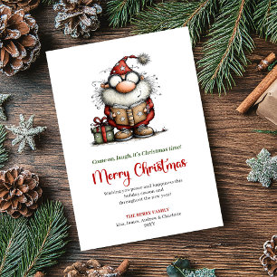 Whimsical Santa Funny Minimalist Holiday Greeting Card