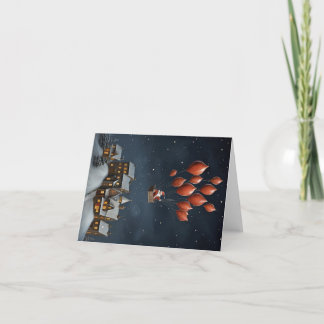 Whimsical Santa Holiday Card Blank Inside