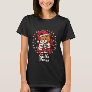 Whimsical Santa Paws Cat T-Shirt