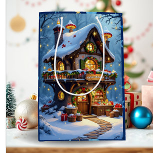 Whimsical Santa's Workshop Christmas Personalized Medium Gift Bag
