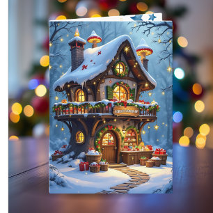 Whimsical Santa's Workshop Personalised Christmas Holiday Card