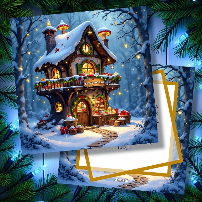 Whimsical Santa's Workshop Personalised Christmas Holiday Card (Creator Uploaded)