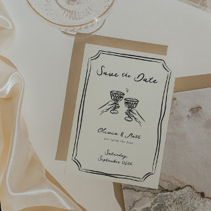 Whimsical Save The Date Champagne Cheers Invitation