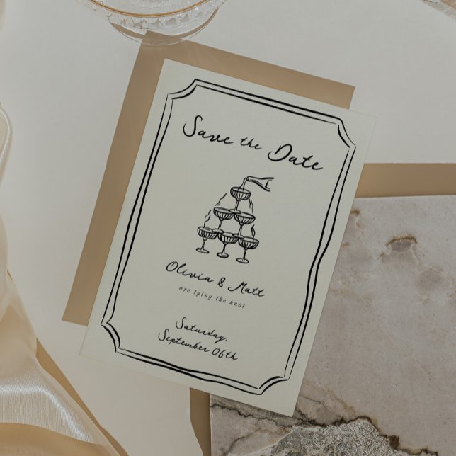 Whimsical Save The Date Champagne Tower  Invitation (Creator Uploaded)