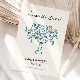 Whimsical Save the date flowers wedding card