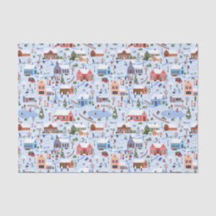 Whimsical Scandi Hygge Christmas Village Pastel  Tissue Paper