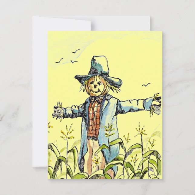 WHIMSICAL SCARECROW Corn Maze PARTY INVITATION (Front)