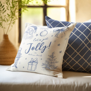 Whimsical Scribble Christmas Let's Get Jolly Cushion
