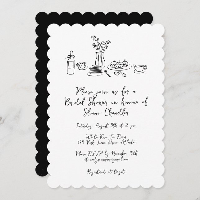 Whimsical Scribble Doodle Hand Drawn Bridal Shower Invitation (Front/Back)