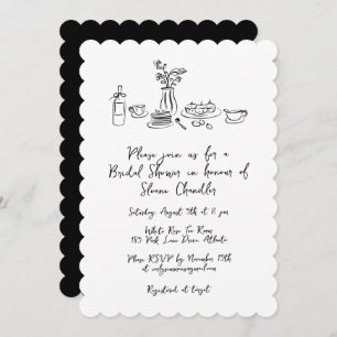 Whimsical Scribble Doodle Hand Drawn Bridal Shower Invitation