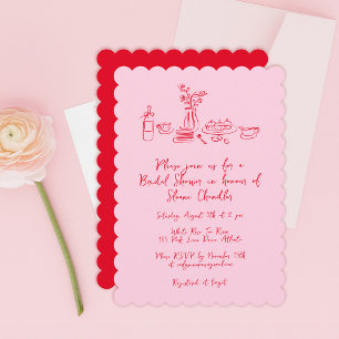 Whimsical Scribble Doodle Hand Drawn Bridal Shower Invitation