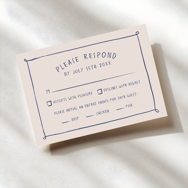 Whimsical Scribble Doodle Hand Drawn Wedding RSVP Card (quirky hand-drawn wedding RSVP card)