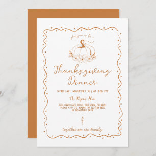 Whimsical Scribble Hand Drawn Pumpkin Thanksgiving Invitation