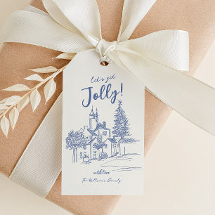 Whimsical Scribble Vintage Christmas  Gift Tags