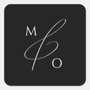 Whimsical Script   Black Monogram Envelope Seal