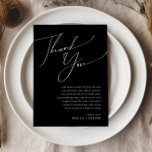 Whimsical Script | Black Table Thank You Card<br><div class="desc">This whimsical script | black table thank you card is perfect for your classic simple black and white minimal modern boho wedding. The design features elegant, delicate, and romantic handwritten calligraphy lettering with formal shabby chic typography. The look will go well with any wedding season: spring, summer, fall, or winter!...</div>