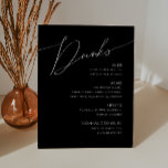 Whimsical Script | Black Wedding Drinks Menu Pedes Pedestal Sign<br><div class="desc">This whimsical script | black wedding drinks menu pedestal sign is perfect for your classic simple black and white minimal modern boho wedding. The design features elegant, delicate, and romantic handwritten calligraphy lettering with formal shabby chic typography. The look will go well with any wedding season: spring, summer, fall, or...</div>