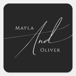 Whimsical Script   Black Wedding Envelope Seals