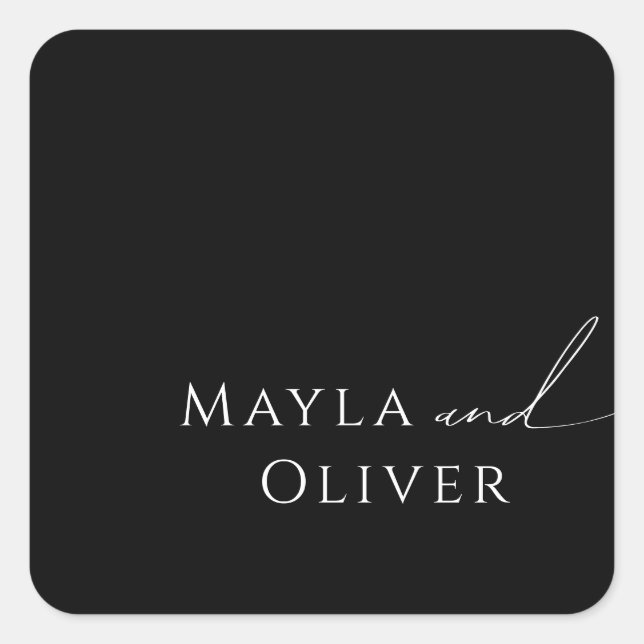 Whimsical Script | Black Wedding Envelope Seals (Front)