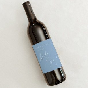 Whimsical Script Blue Matron Of Honour Proposal Wine Label