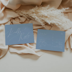 Whimsical Script   Blue Menu Choice RSVP Postcard