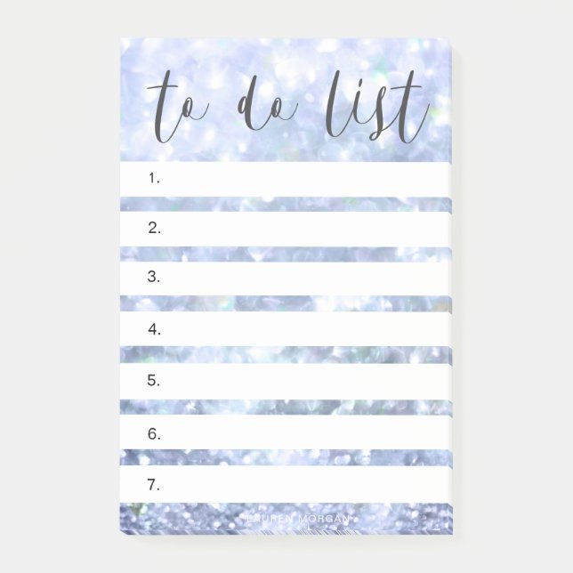 whimsical script blue sparkle spa To-do list Post-it Notes (Front)