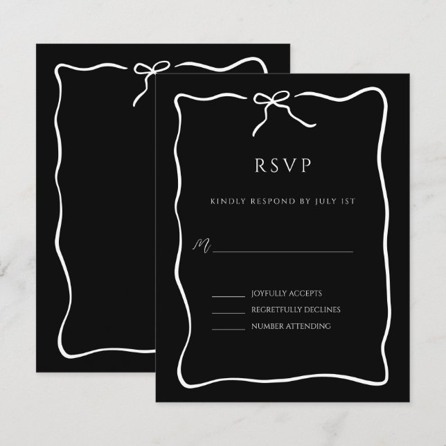 Whimsical Script Border Wedding RSVP Card (Front/Back)