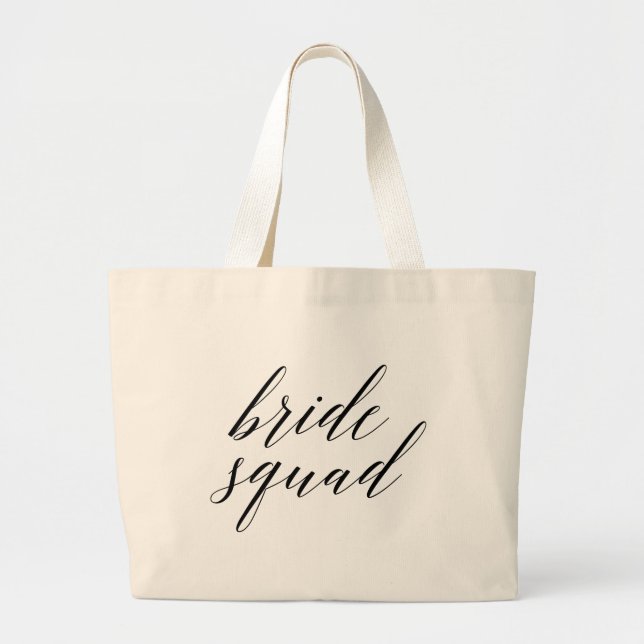 Whimsical Script Bride Squad Bachelorette Tote Bag (Front)