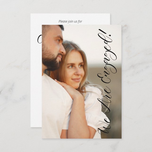 Whimsical Script Custom Photo Couple Engagement Invitation (Front/Back)