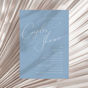 Whimsical Script   Dusty Blue Couples Shower Invitation