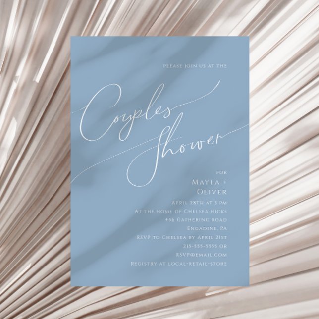 Whimsical Script | Dusty Blue Couples Shower Invitation (Creator Uploaded)