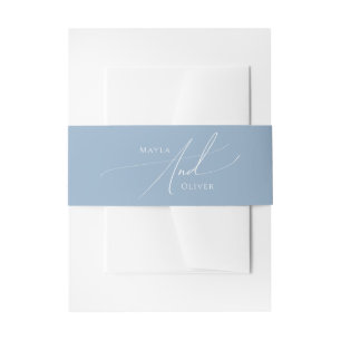 Whimsical Script   Dusty Blue Invitation Belly Band