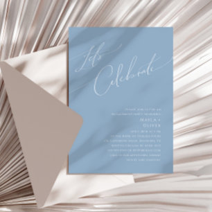 Whimsical Script   Dusty Blue Let's Celebrate Invitation
