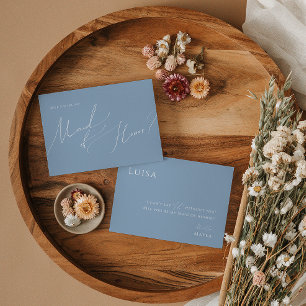 Whimsical Script Dusty Blue Maid of Honour Card