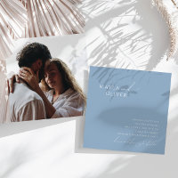 Whimsical Script | Dusty Blue Photo Square Wedding