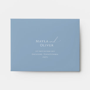 Whimsical Script   Dusty Blue Self Addressed RSVP Envelope
