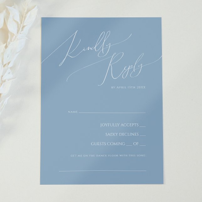 Whimsical Script Dusty Blue Song Request RSVP Card (Creator Uploaded)