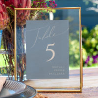 Whimsical Script | Dusty Blue Table Number