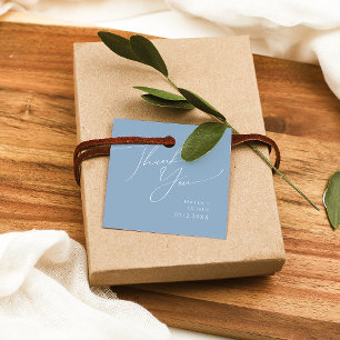Whimsical Script   Dusty Blue Thank You Favour Tag