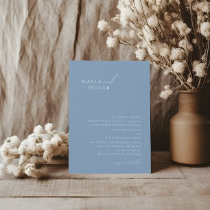 Whimsical Script Dusty Blue Traditional Wedding Invitation