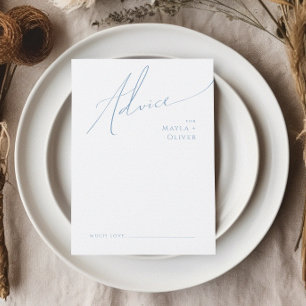 Whimsical Script   Dusty Blue Wedding Advice Card