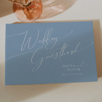 Whimsical Script | Dusty Blue Wedding Guestbook