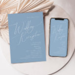 Whimsical Script | Dusty Blue Wedding Reception Invitation<br><div class="desc">Introducing our stunning whimsical script | dusty blue wedding reception invitation perfect for your simple modern boho spring celebration. Our elegant design includes a vibrant bright, pastel colour palette with a vintage chic calligraphy script. Whether you prefer a minimalist or classic style, our unique editable product offers luxury and elegance,...</div>