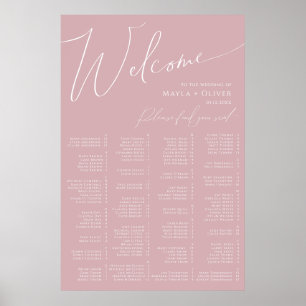 Whimsical Script   Dusty Rose Alphabetical Seating Poster