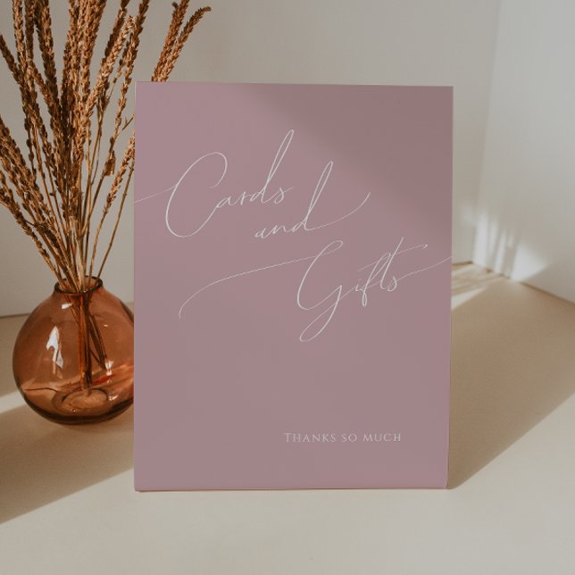 Whimsical Script | Dusty Rose Cards and Gifts Pedestal Sign (Creator Uploaded)
