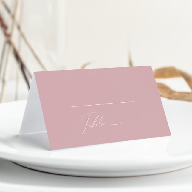 Whimsical Script | Dusty Rose Folded Place Card (Creator Uploaded)
