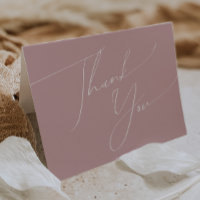 Whimsical Script Dusty Rose Folded Thank You Card