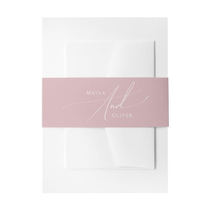 Whimsical Script   Dusty Rose Invitation Belly Band
