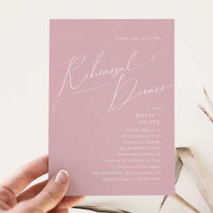 Whimsical Script   Dusty Rose Rehearsal Dinner Invitation