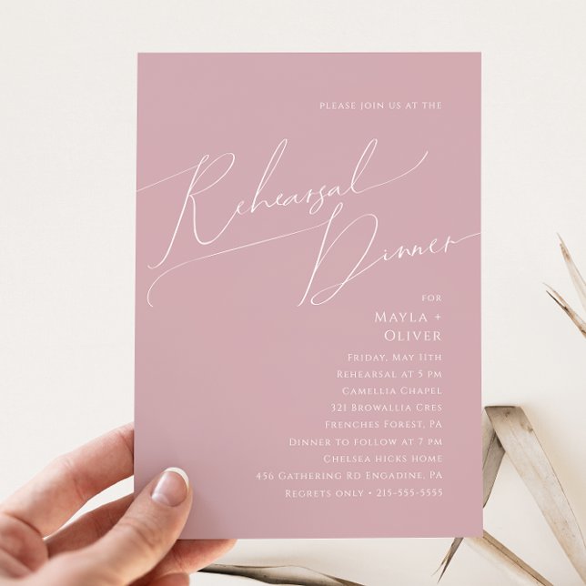 Whimsical Script | Dusty Rose Rehearsal Dinner Invitation (Creator Uploaded)